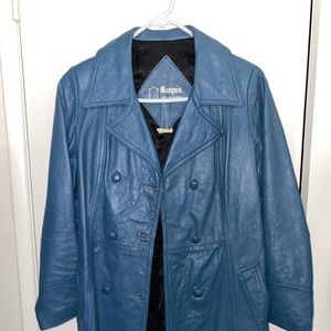 Marquis Blue Leather Coat